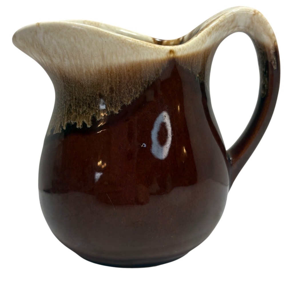 McCoy Brown Drip Glaze Ceramic Pitcher Creamer Mid-Century Modern Vintage